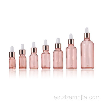 Frascos cuentagotas de vidrio de aceite esencial rosa